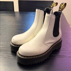 Dr. Martens White 2976 Leather Platform Chelsea Boots